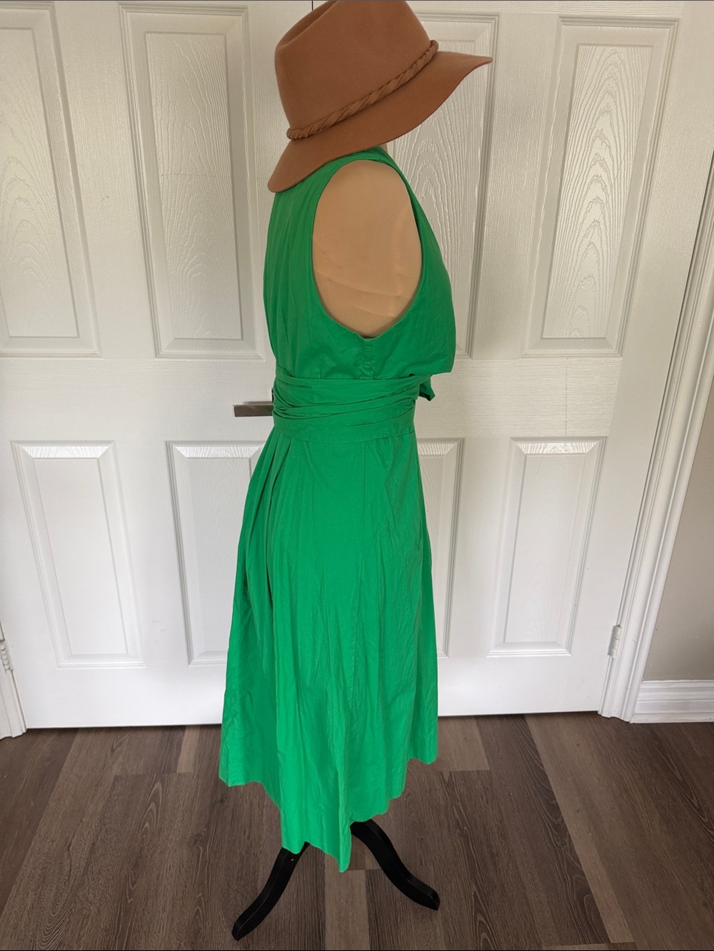 J.JCrew Kelly Green Wrap Dress with Side Tie Cotton dress - Picture 7 of 13
